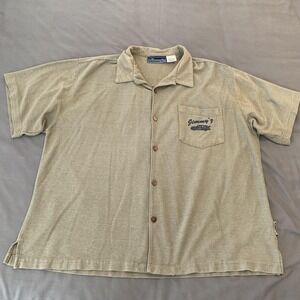 Vintage Jimmy'Z Shirt Mens Large Green Malibu Beach Graphic Short Sleeve Casual